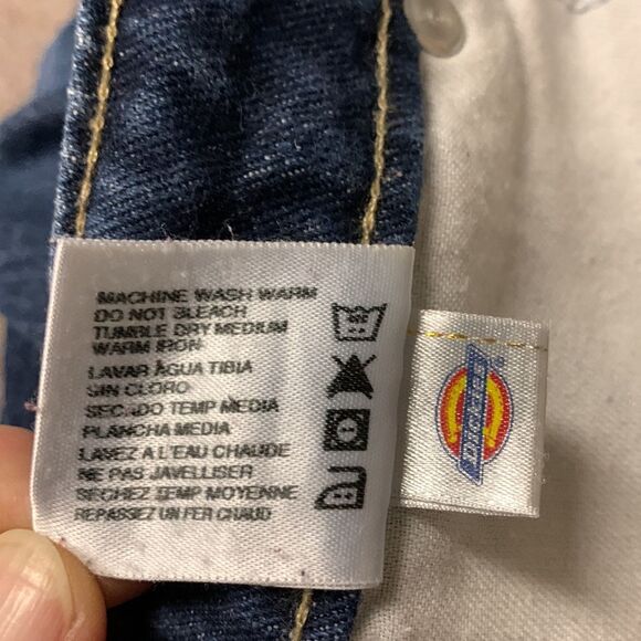 Dickies Blue Relaxed Fit Mid-Rise Flannel Lined Straight Leg Jeans Size 12 - Picture 9 of 12